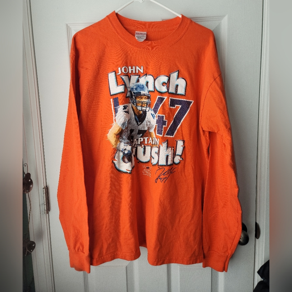 Vintage NFL 2006 Denver Broncos John Lynch Orange Crush Longsleeve Crew SZ Large